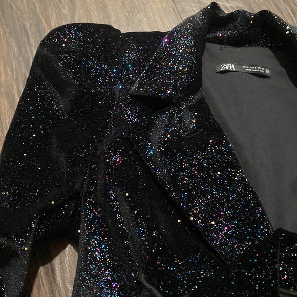 Zara glittered sparkle velvet long sleeve dress - Picture 3 of 7